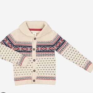 Cozy Knit Kids Cardigan - Cream and Navy
